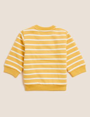 Bebek Sarı Tavşan Desenli Yuvarlak Yaka Sweatshirt (0-3 Yaş)