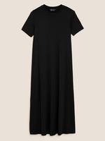 Kadın Siyah Kısa Kollu Midi Örme Elbise