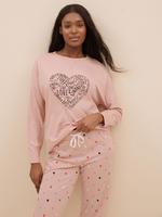 Kadın Pembe Saf Pamuklu Uzun Kollu Pijama Takımı