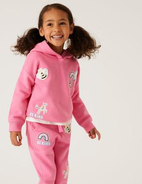 Kız Çocuk Pembe Unicorn Desenli Kapüşonlu Sweatshirt (2-7 Yaş)