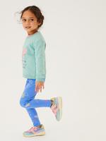 Kız Çocuk Mavi Grafik Desenli Legging Tayt (2-7 Yaş)