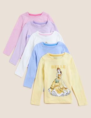 Kız Çocuk Multi Renk Saf Pamuklu 5'li Disney Princess™ T-Shirt (2-7 Yaş)