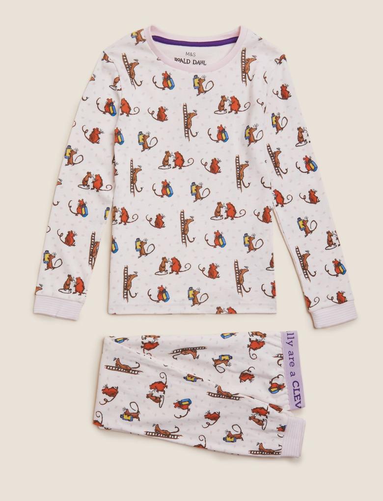 Çocuk Krem Saf Pamuklu Roald Dahl™ Pijama Takımı (2-10 Yaş)