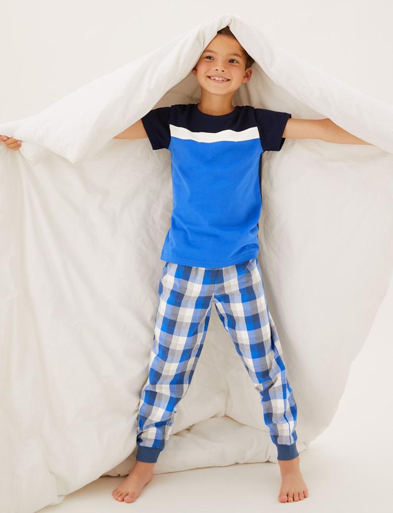 Çocuk Multi Renk Saf Pamuklu 2'li Pijama Takımı (6-16 Yaş)