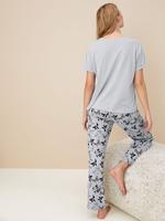 Kadın Mavi Kelebek Desenli Kısa Kollu Pijama Takımı