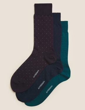 Erkek Multi Renk 3'lü Puantiye Desenli Çorap Seti