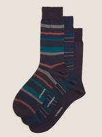 Erkek Multi Renk 3'lü Çizgili Çorap Seti