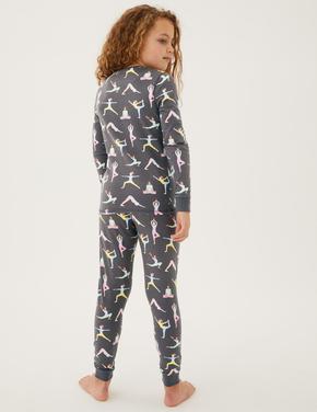 Çocuk Multi Renk Yoga Desenli Uzun Kollu Pijama Takımı (7-16 Yaş)