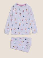 Çocuk Mor Balerin Desenli Uzun Kollu Pijama Takımı (1-7 Yaş)