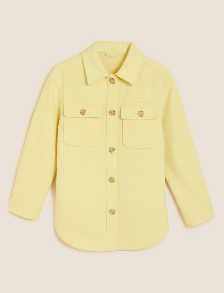 Kadın Sarı Relaxed Fit Gömlek Ceket