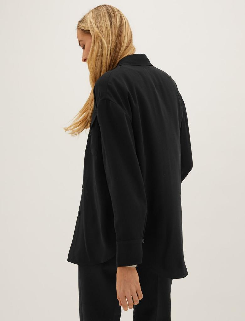 Kadın Siyah Relaxed Fit Gömlek Ceket
