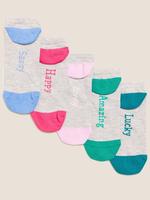 Kadın Gri 5'li Slogan Desenli Çorap Seti