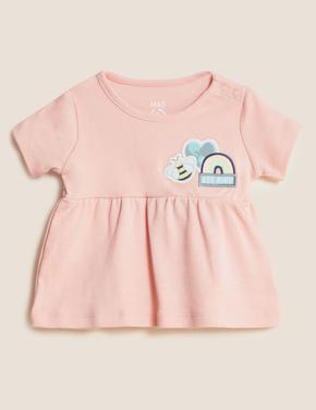 Bebek Multi Renk Saf Pamuklu 3'lü Kısa Kollu T-Shirt
