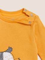 Bebek Sarı Panda Desenli Yuvarlak Yaka Sweatshirt (0-3 Yaş)