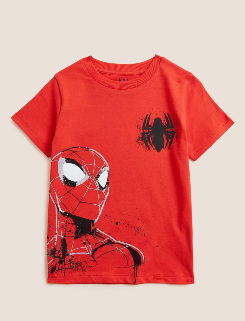 Erkek Çocuk Kırmızı Saf Pamuklu Spider-Man™ T-Shirt