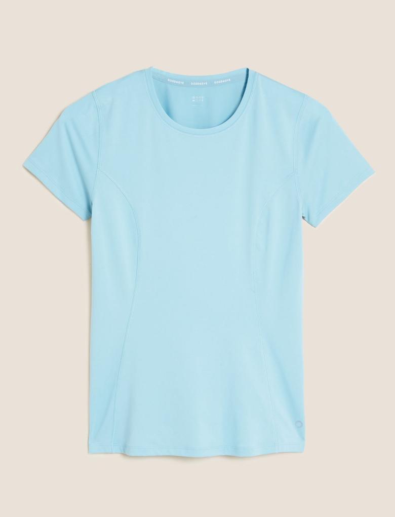 Kadın Mavi Yuvarlak Yaka Kısa Kollu T-Shirt