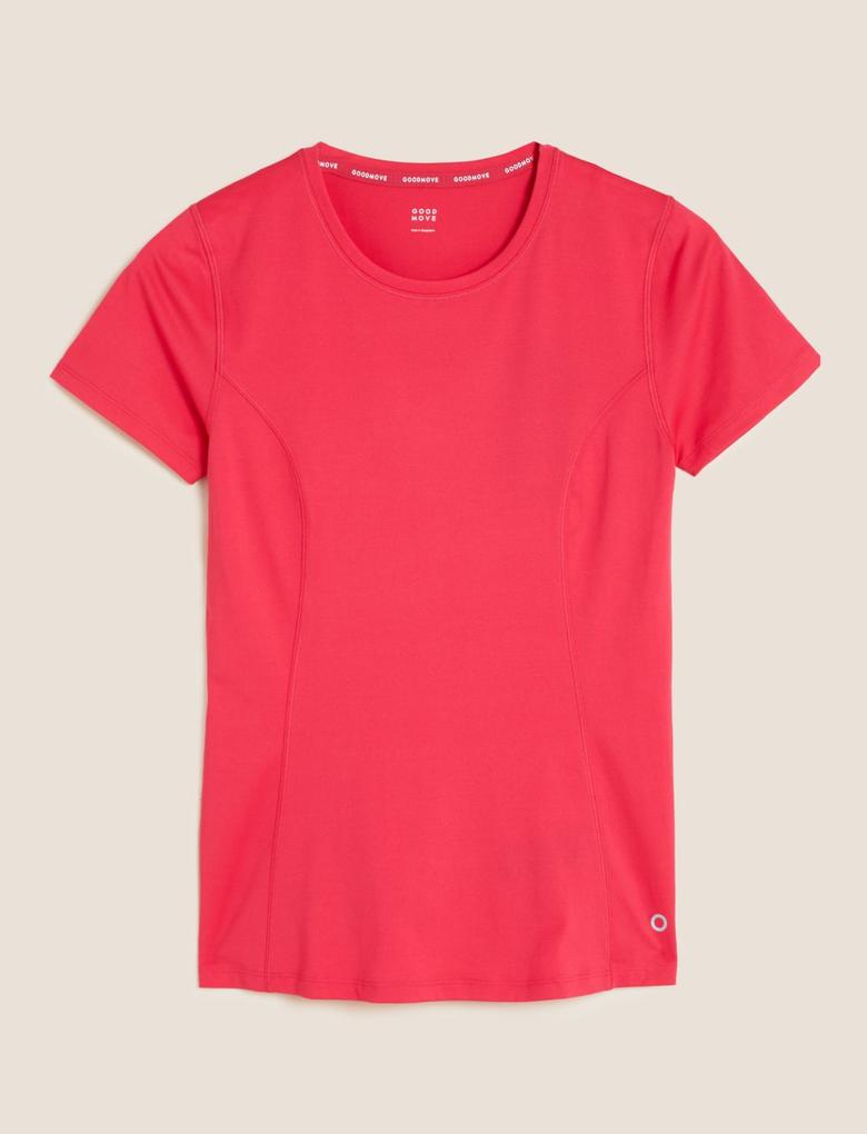 Kadın Kırmızı Yuvarlak Yaka Kısa Kollu T-Shirt