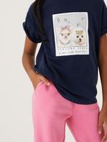Kız Çocuk Lacivert Saf Pamuklu Kısa Kollu T-Shirt (6-16 Yaş)