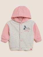 Bebek Pembe Grafik Desenli Kapüşonlu Ceket (0-3 Yaş)