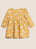 Bebek Sarı Çiçek Desenli Uzun Kollu Elbise (0-3 Yaş)