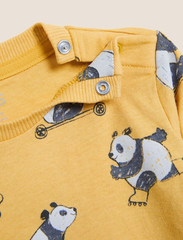 Bebek Sarı Saf Pamuklu Uzun Kollu T-Shirt (0-3 Yaş)