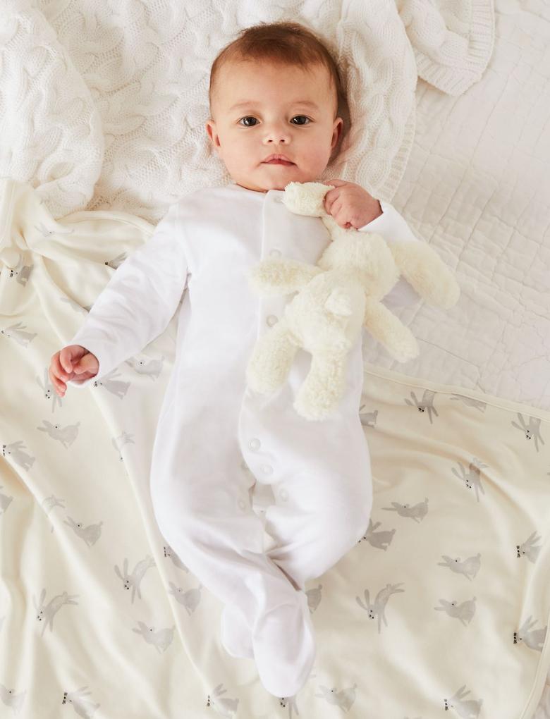 Bebek Beyaz Saf Pamuk 5'li Uyku Tulumu (0-3 Yaş)