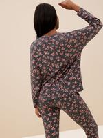 Kadın Gri Flexifit™ Leopar Desenli Legging Pijama Üstü