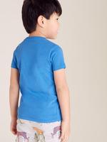 Erkek Çocuk Mavi Saf Pamuklu Kısa Kollu T-Shirt (2-7 Yaş)