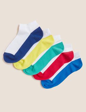 Çocuk Beyaz 5'li Renk Bloklu Çorap