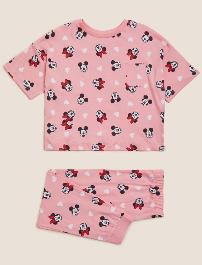 Çocuk Pembe Saf Pamuklu Minnie Mouse™ Pijama Takımı (2-7 Yaş)