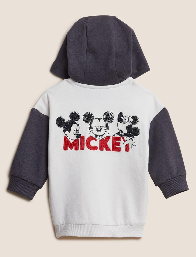 Bebek Krem Mickey Mouse™ Kapüşonlu Bomber Ceket (0-3 Yaş)