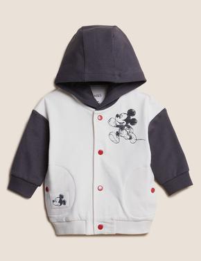 Bebek Krem Mickey Mouse™ Kapüşonlu Bomber Ceket (0-3 Yaş)