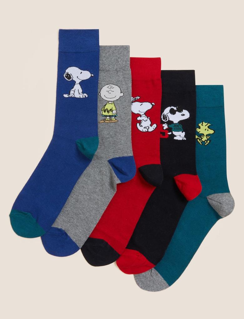 Erkek Multi Renk 5'li Snoopy™ Çorap Seti