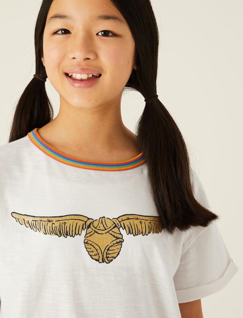 Kız Çocuk Krem Saf Pamuklu Harry Potter™ T-Shirt (2-16 Yaş)