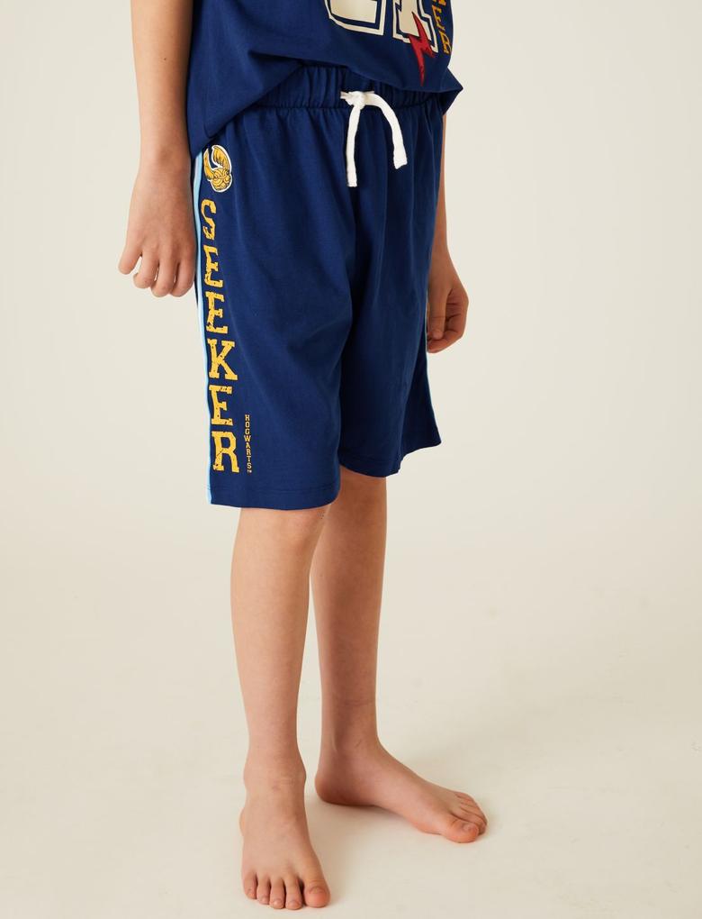 Çocuk Mavi Saf Pamuklu Harry Potter™ Pijama Takımı (6-16 Yaş)