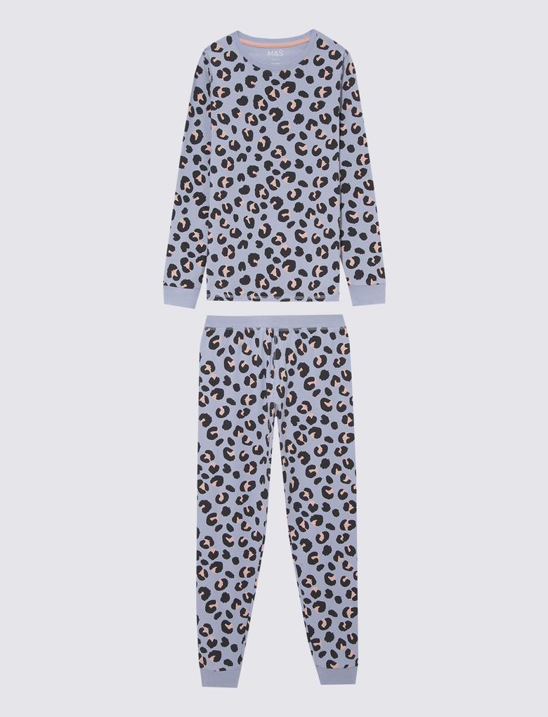 Çocuk Mor Leopar Desenli Pijama Takımı