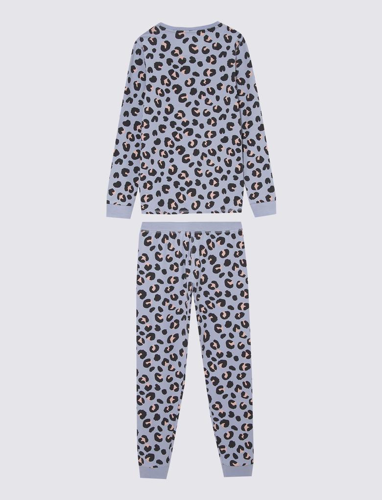 Çocuk Mor Leopar Desenli Pijama Takımı