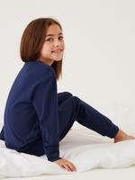 Çocuk Lacivert Saf Pamuklu 2'li Pijama Takımı (6-16 Yaş)