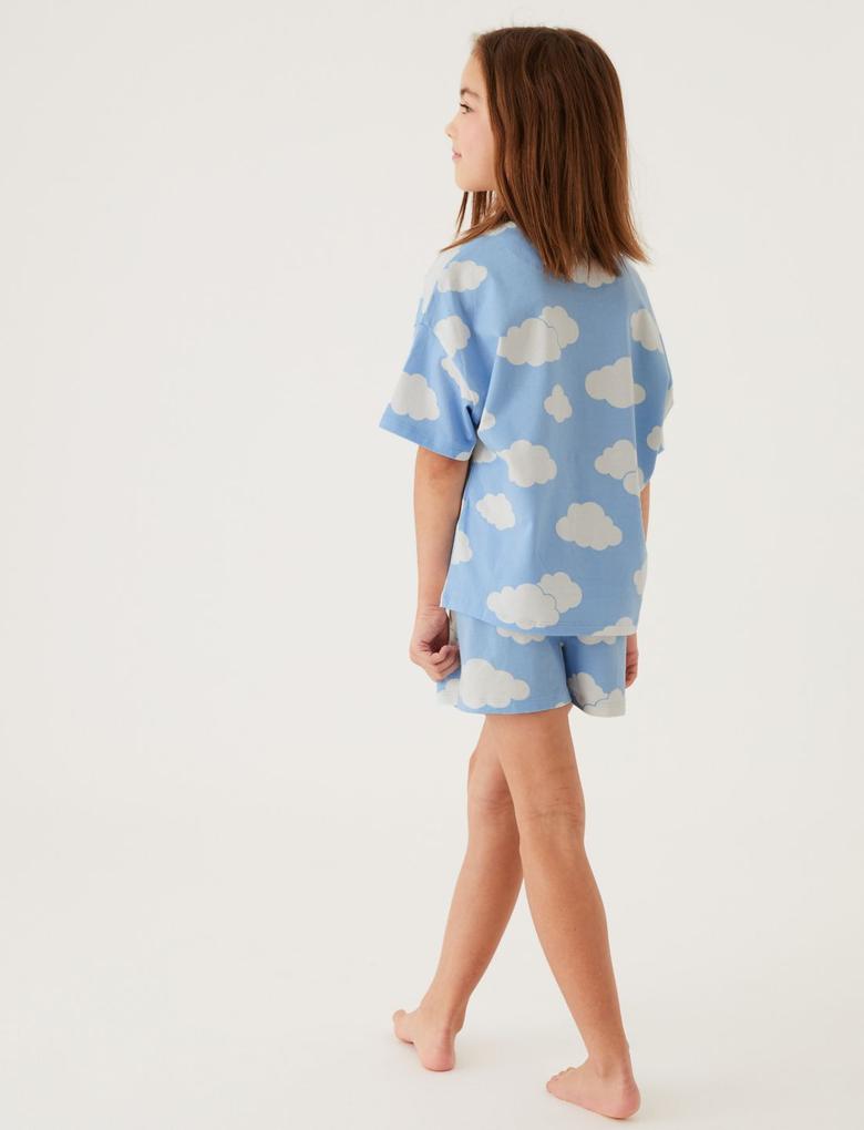 Çocuk Mavi Saf Pamuklu 2'li Pijama Takımı (6-16 Yaş)