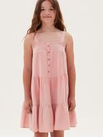 Kız Çocuk Pembe Saf Pamuklu Askılı Elbise (6-16 Yaş)