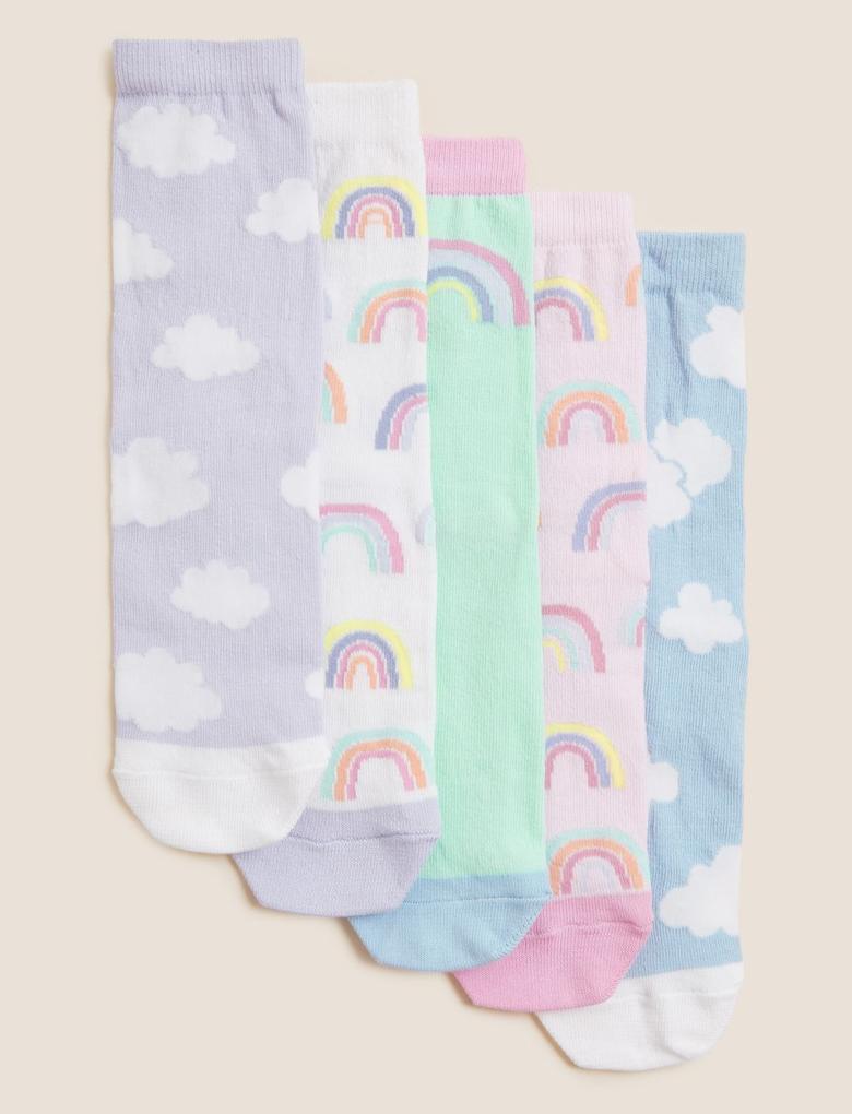 Çocuk Multi Renk 5'li Gökkuşağı Desenli Çorap
