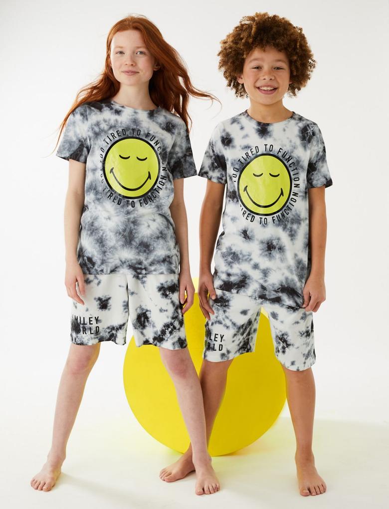 Çocuk Gri Saf Pamuklu SmileyWorld® Pijama Takımı (6-16 Yaş)