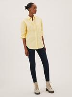 Kadın Sarı Saf Pamuklu Uzun Kollu Oversize Gömlek