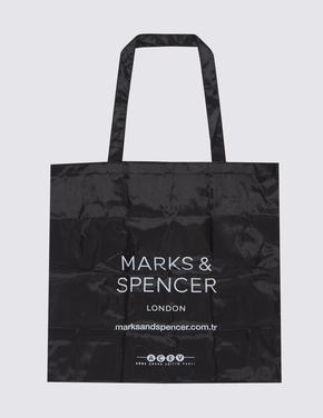 Siyah AÇEV M&S London Temalı Alışveriş Çantası Marks And Spencer