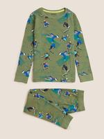 Çocuk Yeşil Grafik Desenli Uzun Kollu Pijama Takımı (6-16 Yaş)