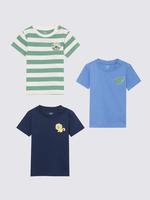 Bebek Lacivert Saf Pamuklu 3'lü Kısa Kollu T-Shirt