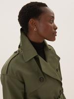 Kadın Yeşil Saf Pamuklu Stormwear™ Kapüşonlu Trençkot