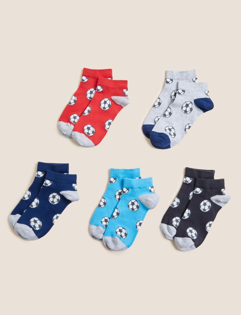 Çocuk Multi Renk 5'li Top Desenli Çorap