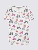 Çocuk Multi Renk Panda Desenli Kısa Kollu Pijama Takımı