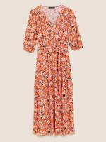Kadın Multi Renk Çiçek Desenli Midi Elbise